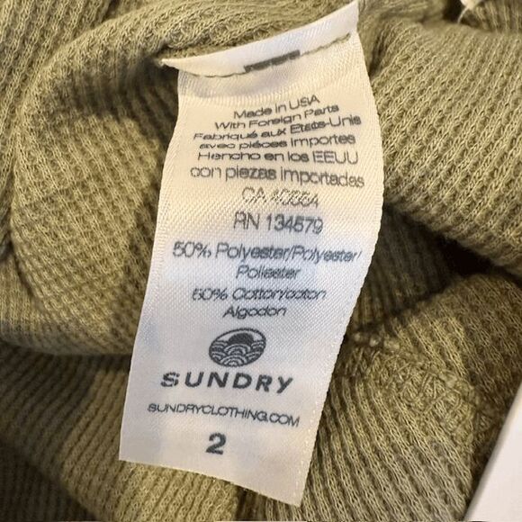NEW! Sundry Thermal Sweatpants Pistachio Green Ombre Tie Waist Size Medium (2) - Picture 5 of 10